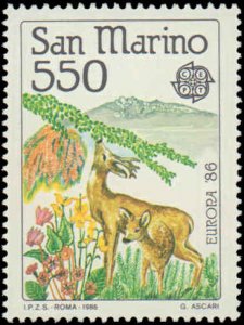 San Marino #1107-1108, Complete Set(2), 1986, Trees, Birds, Animals, Europa, ...