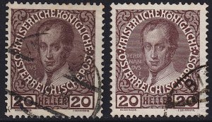 Austria - 1908 - Scott #115,115b - used - both paper types