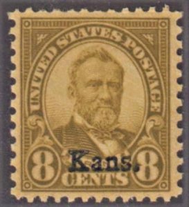 US 666 VF NH Kansas Overprint - a Few Melted Perfs cv $135