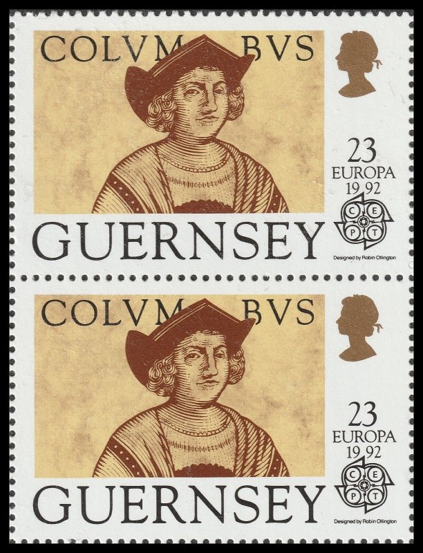 Guernsey 556-559 Christopher Columbus Portrait vert pair set 4x2 MNH 1992