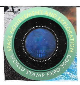 #3412 MNH Souvenir Sheet Space Achievement and Exploration cut from Press Sheet