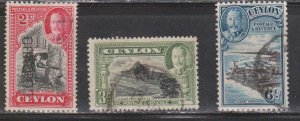 CEYLON Scott # 264-6 Used - KGV & Various Scenes