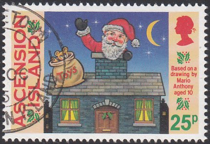 Ascension 1995 used Sc #625 25p Santa in chimney Christmas