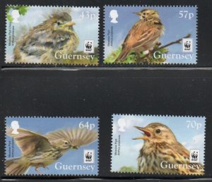 Guernsey Sc 1379-1382 2017 Meadow Pipet WWF stamp set mint NH