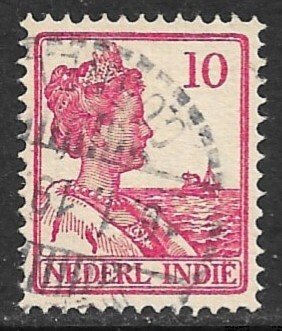 NETHERLANDS INDIES 1912-40 10c Carmine Rose Queen Wilhelmina Issue Sc 117 VFU