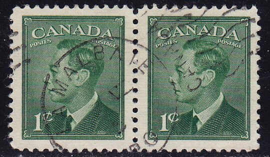 Canada - 1953 - Scott #284 - used pair - LA MALBAIE P.Q. pmk