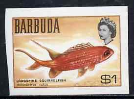 Barbuda 1968 imperf proof $1 (Squirrelfish) from the firs...