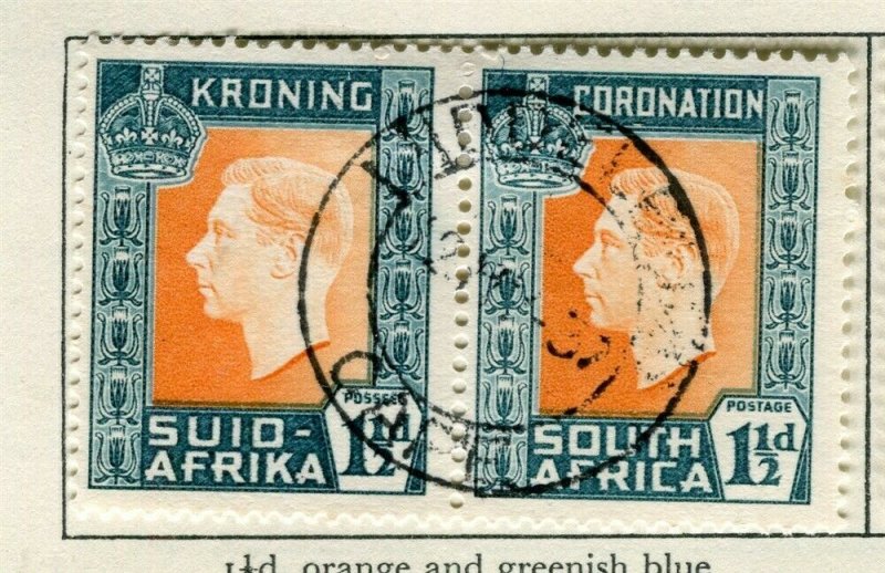 SOUTH AFRICA; 1937 early GVI Coronation issue fine used 1.5d. pair 