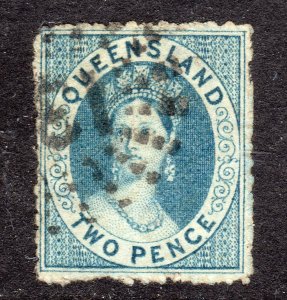 Queensland #22 Used 1866 perf 13 Round Holed Used Small Thin F943