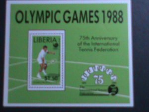 LIBERIA-1988-OLYMPIC GAMES-75TH ANNIV: INTERNATIONAL TENNIS FEDERATION MNH S/S