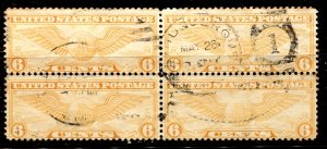 US Stamps #C19 USED  AIRMAIL BLOCK OF 4