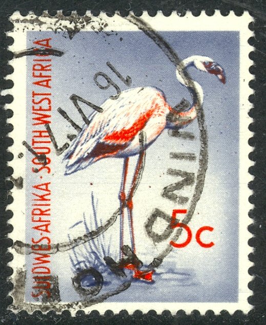 SOUTH WEST AFRICA 1968-72 5c FLAMINGO Bird Pictorial Sc 323 VFU