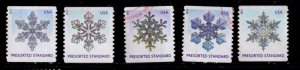 #4808 - 4812 Snowflakes presort set/5 (Off Paper)- Used