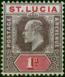 St Lucia 1904 1d Dull Purple & Carmine SG66b Chalk Fine MM