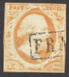 Netherlands Sc# 3 Used 1852 15c King William III