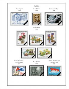 COLOR PRINTED RUSSIA 1984-1991 STAMP ALBUM PAGES (121 illustrated pages)