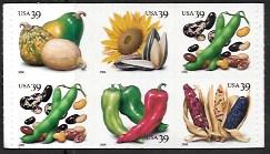 US #4008-12 MNH Booklet pages - 6 stamps total. Veggies.)