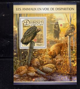 DJIBOUTI #1148 2017 ENDANGERED ANIMALS MINT VF NH O.G S/S