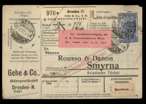 Germany 1917 Germania 2 Mark Wmk Cover Smyrna Turkey G96031