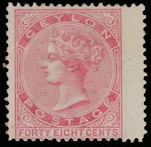 CEYLON 1872 48c Rose SG130 mint wing margin example........................65664