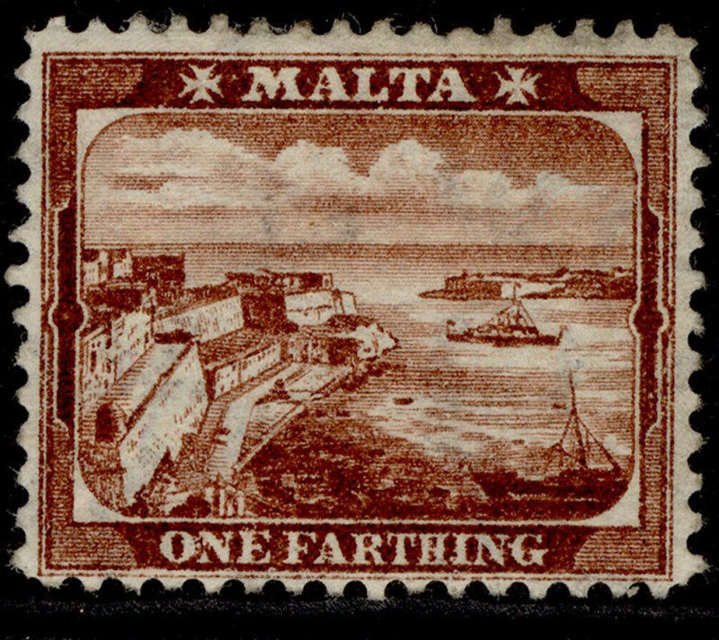 MALTA EDVII SG45w, ¼d red brown, M MINT. Cat £29. CROWN TO THE LEFT OF CA 