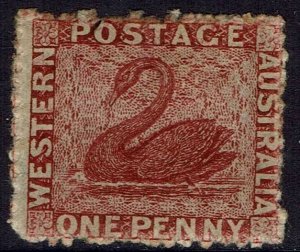 WESTERN AUSTRALIA 1863 SWAN 1D NO WMK PERF 13