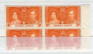 SIERRA LEONE; 1937 early GVI Coronation issue MINT MNH MARGIN BLOCK