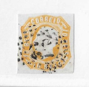 Portugal Sc #13 10R imperf yellow orange used VF