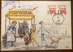 1988 Popcorn Wagon 16.7 FDC Maxi Card Maximum Scott 2261 transportation 1902