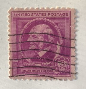 USA 1940 Scott 861 used - 3c,  Famous Americans, Ralph Waldo Emerson, Author