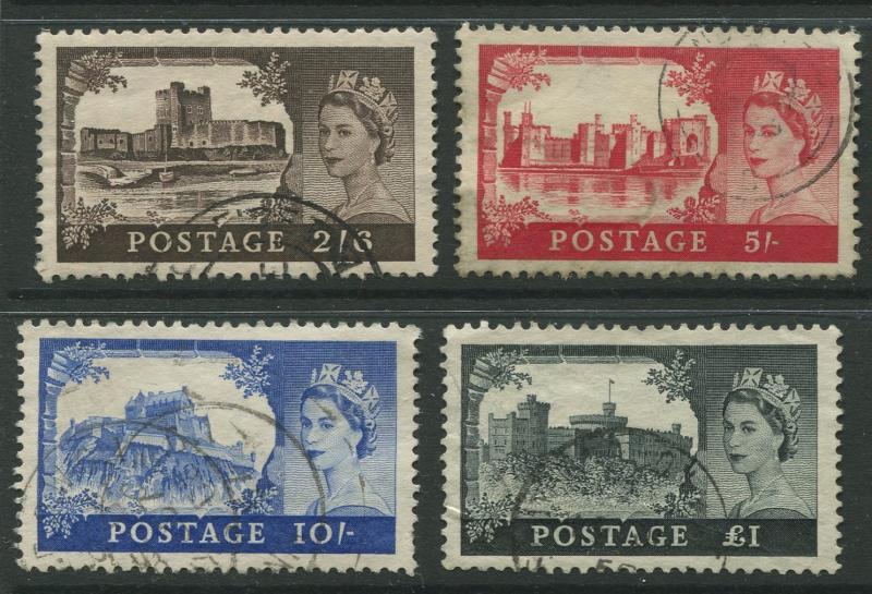 STAMP STATION PERTH Great Britain #309-312 QEII Castle Definitive Used CV$52.50.