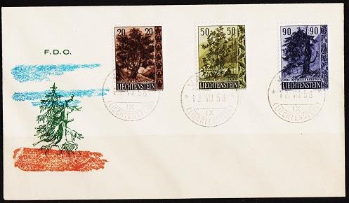 Liechtenstein. FDC.1958  Trees.Fine Used