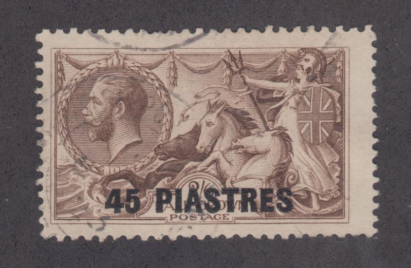 Great Britain, Turkey Sc 62 used 1921 45p on 2sh6p KGV & Seahorses F-VF