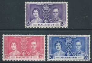 Mauritius #208-10 NH 1937 Coronation Issue