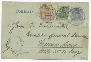 Germany Scott #66-67 on Postal Card Stubben May 13, 1902