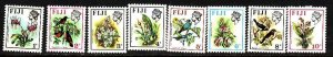 Fiji-Sc#305-12- id9-unused hinged short set-Birds-Flowers-1971-2-