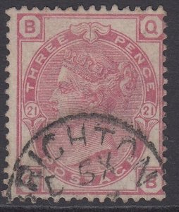 SG 158 3d rose plate 21. Very fine used part Brighton CDS, leaves Queens...