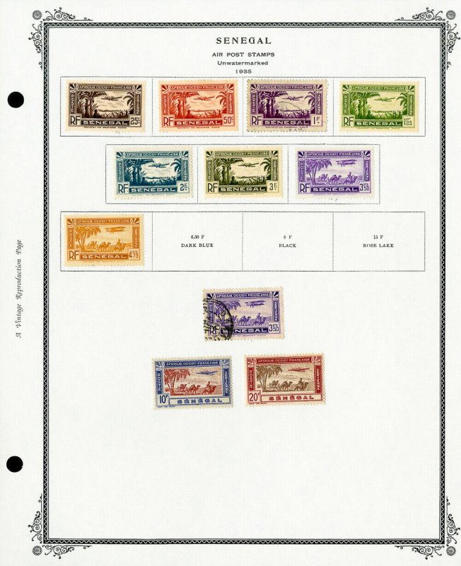 Senegal Clean 1800s to 1939 Stamp Collection