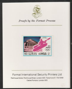 AJMAN 1971 OLYMPICS - CANOEING  imperf on FORMAT INT PROOF CARD