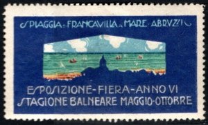 Vintage Italy Poster Stamp 6th Year Spiaggia di Francavilla Al Mare Exhibition