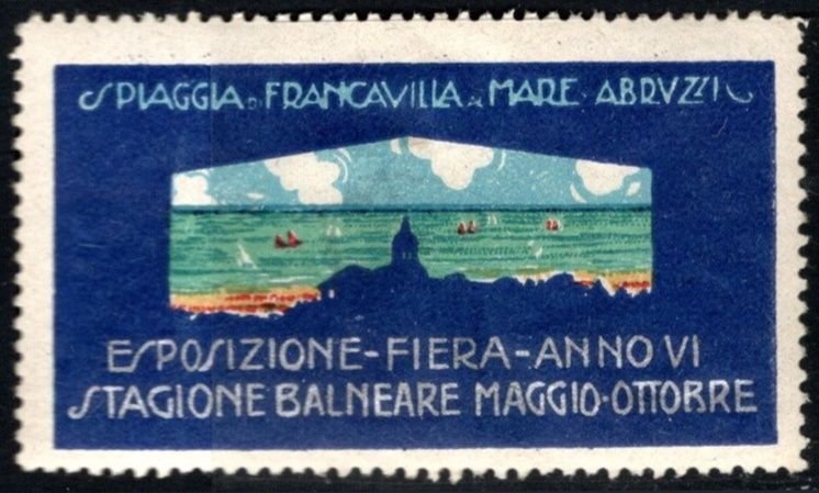 Vintage Italy Poster Stamp 6th Year Spiaggia di Francavilla Al Mare Exhibition