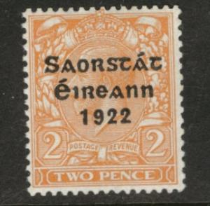 Ireland Scott 47 1922 2p orange stamp overprint MH* wmk 33