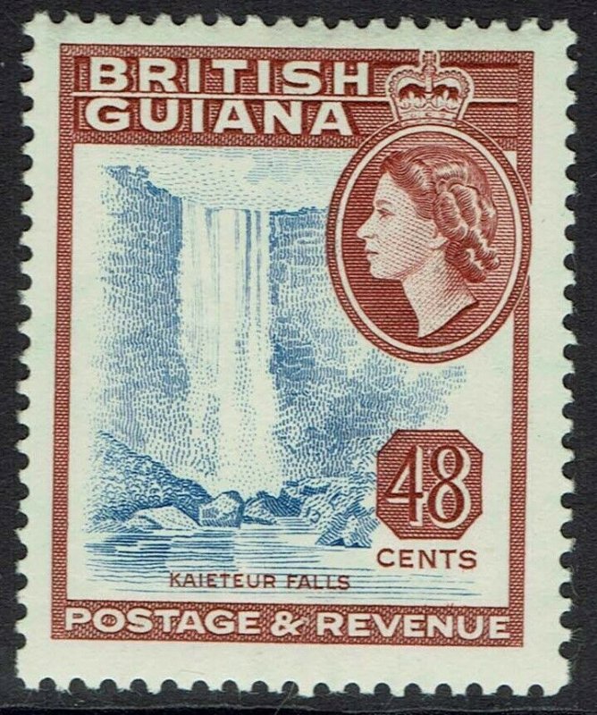 BRITISH GUIANA 1954 QEII FALLS 48C DLR PRINTING MNH ** WMK MULTI SCRIPT CA 