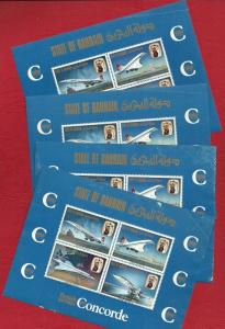 SHH Bahrain1976 Lot # 92  -  MNH 4 MS Concorde 1st filght as per Scans Damage 