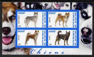 Burundi 2011 Dogs #3 - imperf sheetlet containing 4 value...