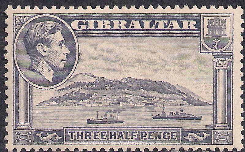 Gibraltar 1938 - 51 KGV1 1 1/2d Grey Rock Gibraltar Umm SG 123b ( G1309 )