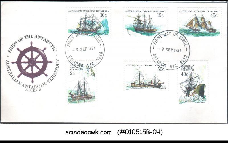 AUSTRALIAN ANTARCTIC TERRITORY - 1981 ANTARCTIC SHIPS - 6V - FDC