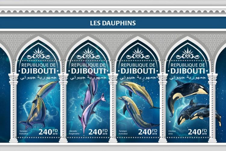 DJIBUTI - 2018 - Dolphins - 4v Sheet - M N H