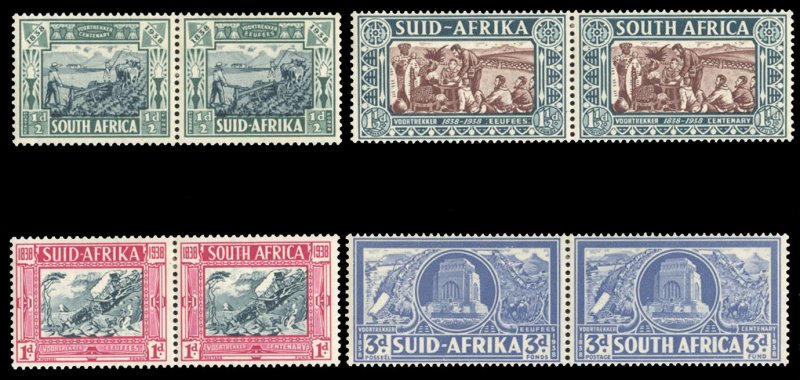 South Africa #B5-8 Cat$83, 1938 Voortrekker Centenary, set of four se-tenant ...