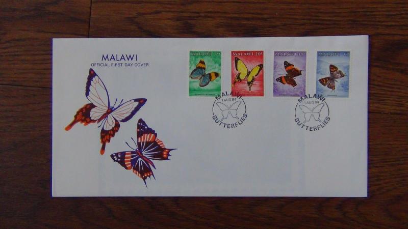 Malawi 1984 Butterflies set on First Day Cover